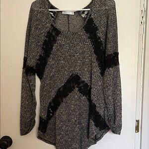 T Party Fashion Black and Gray Knit Top